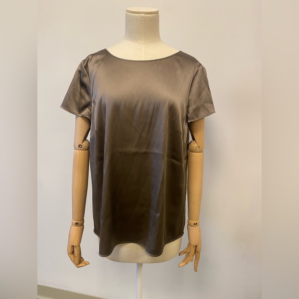 Armani Collezioni Taupe Silk Satin Blouse